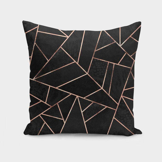 Scorpius Textiles & Pillows Velvet Black & Rose Gold Cushion/Pillow
