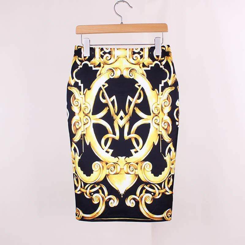 hansleii WWP0014 / M Vintage Flower Pattern Middle Skirt