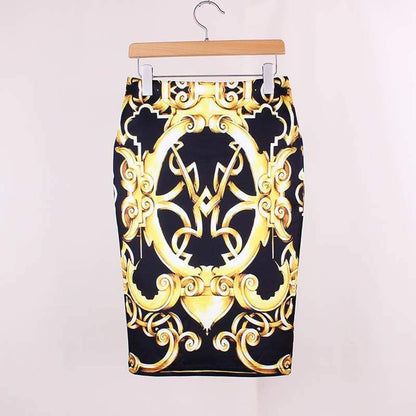 hansleii WWP0014 / M Vintage Flower Pattern Middle Skirt
