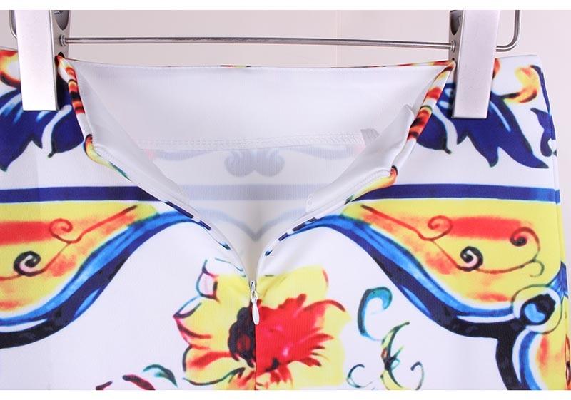 hansleii Vintage Flower Pattern Middle Skirt
