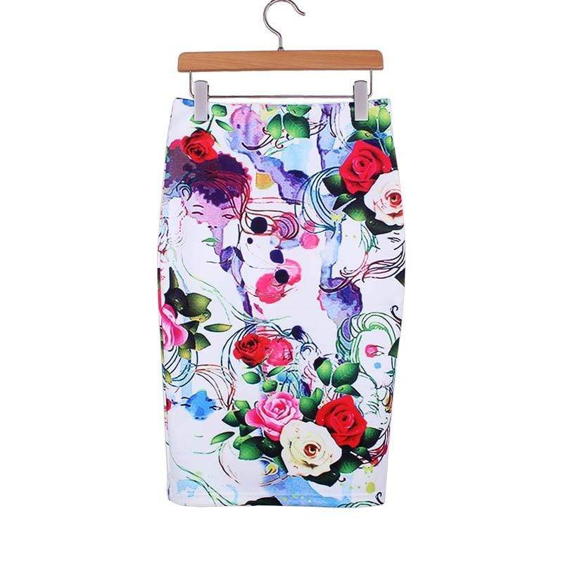 hansleii WWP0022 / M Vintage Flower Pattern Middle Skirt