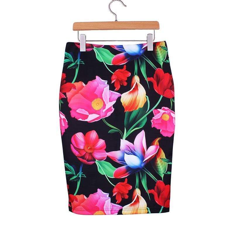 hansleii WWP0021 / M Vintage Flower Pattern Middle Skirt