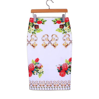 hansleii WWP0019 / M Vintage Flower Pattern Middle Skirt