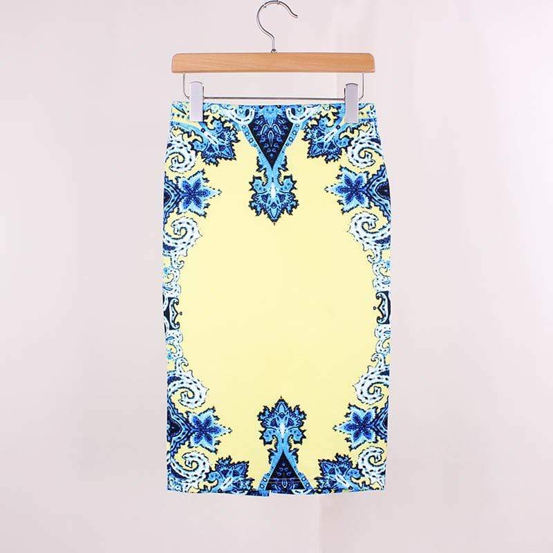 hansleii WWP0012 / M Vintage Flower Pattern Middle Skirt