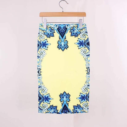 hansleii WWP0012 / M Vintage Flower Pattern Middle Skirt