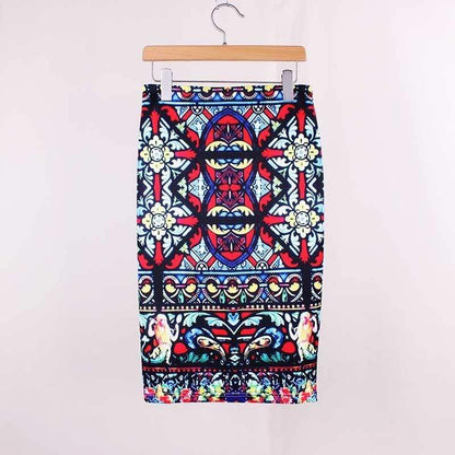 hansleii WWP007 / M Vintage Flower Pattern Middle Skirt