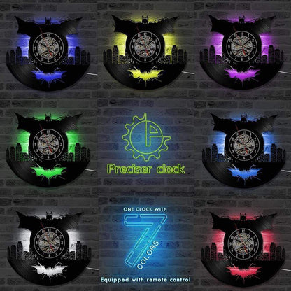 hansleii Vinyl Record Wall Clock Creative Clock CD Vinyl Disc Wall Clock Skull Dog Themed Home Decor 3D Hanging Clock With Remote Control