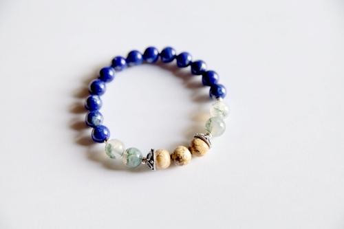 Purple Lily Jewelry & Watches Virgo Sign ~ Genuine Lapis Lazuli, Moss Agate &