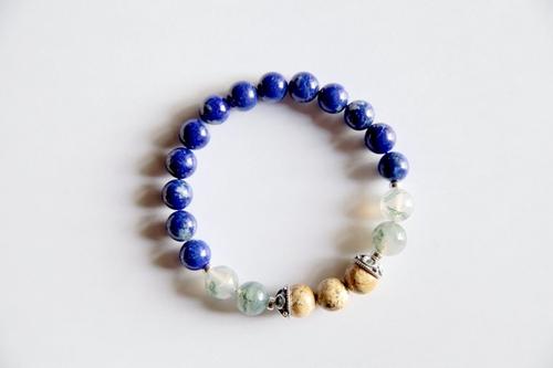 Purple Lily Jewelry & Watches Virgo Sign ~ Genuine Lapis Lazuli, Moss Agate &