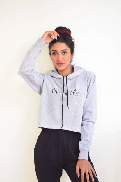 Glow Road Women's Clothing Viva La Vita Crop Hoodie For Women's