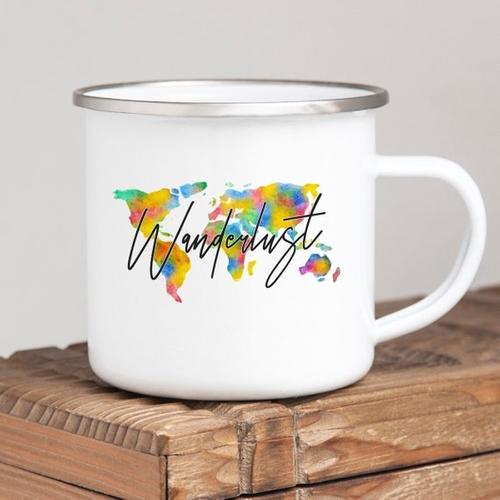Magenta Shadow Gifts Wanderlust Enamel Mug Camping Mug Happy Hiker