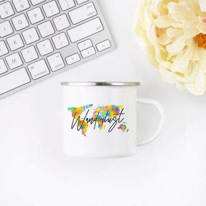 Magenta Shadow Gifts Wanderlust Enamel Mug Camping Mug Happy Hiker