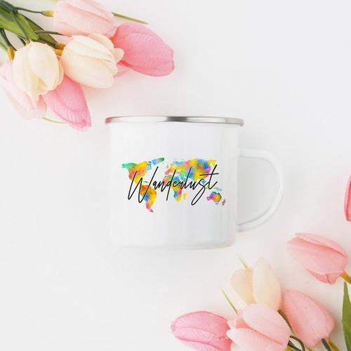 Magenta Shadow Gifts Wanderlust Enamel Mug Camping Mug Happy Hiker