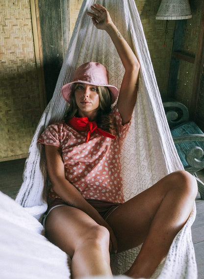 Cocoa Brunn Hats WATU Seaside Linen Bucket Hat, in Salt Pink