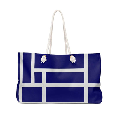 Grey Coco Activewear 24x13 Weekender Tote Bag, Blue & White Grid Shoulder Bag