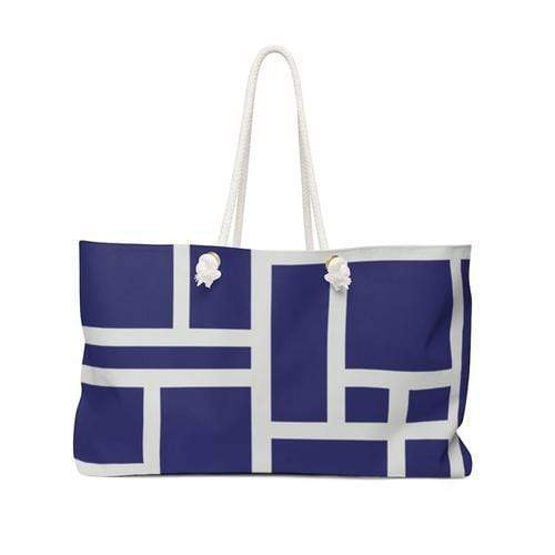 Grey Coco Activewear 24x13 Weekender Tote Bag, Blue & White Grid Shoulder Bag