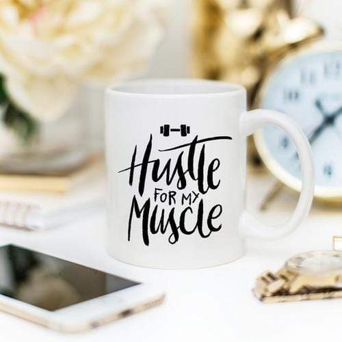 Magenta Shadow Gifts Weight Lifting Coffee Mug, Hustle For The Muscle,