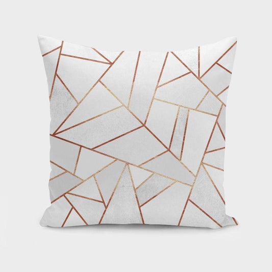 Scorpius Textiles & Pillows White Stone and Copper Lines Cushion/Pillow
