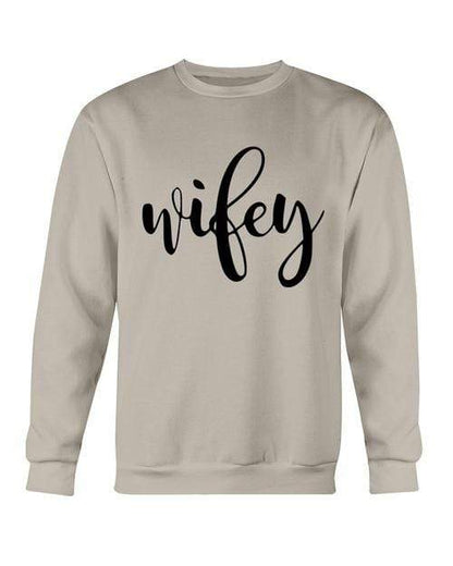 Red Alcestis Sweaters & Hoodies 2XL / Sand / Gildan Crewneck Sweatshirt Wifey Sweatshirt