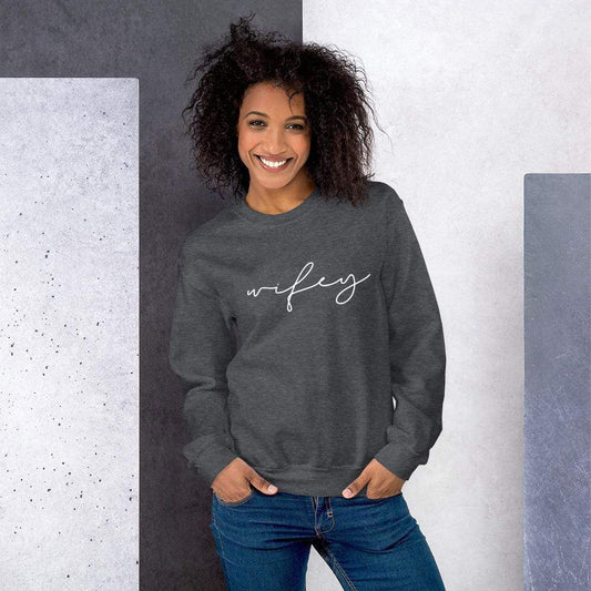 Red Alcestis Sweaters & Hoodies Wifey Sweatshirt