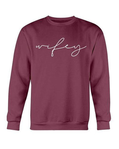 Red Alcestis Sweaters & Hoodies 2XL / Maroon / Gildan Crewneck Sweatshirt Wifey Sweatshirt