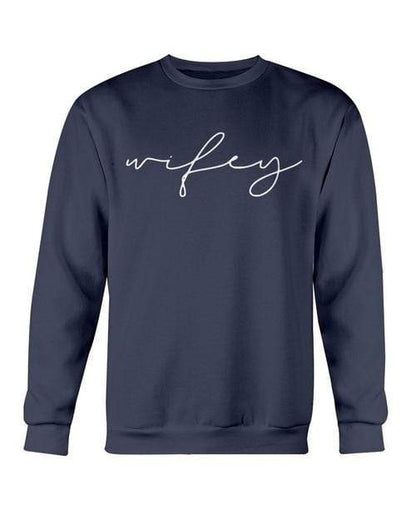 Red Alcestis Sweaters & Hoodies 2XL / Navy / Gildan Crewneck Sweatshirt Wifey Sweatshirt