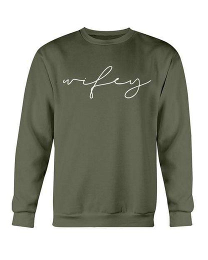 Red Alcestis Sweaters & Hoodies 2XL / Military Green / Gildan Crewneck Sweatshirt Wifey Sweatshirt