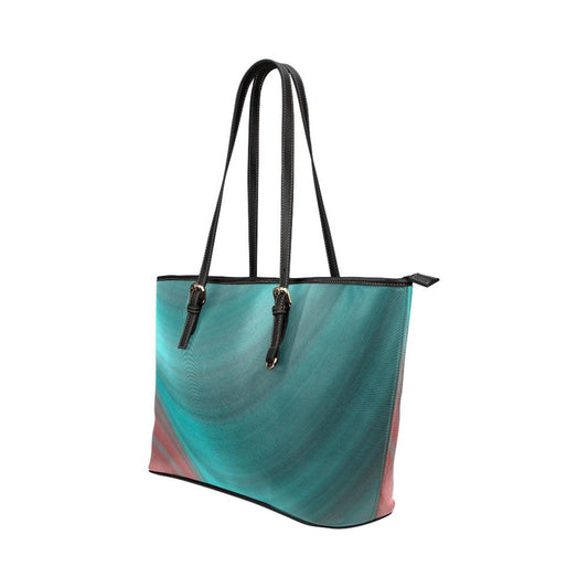 Grey Coco Activewear One Size Women's Leather Tote Bag, Gradient Sea Green Double Handle Handbag
