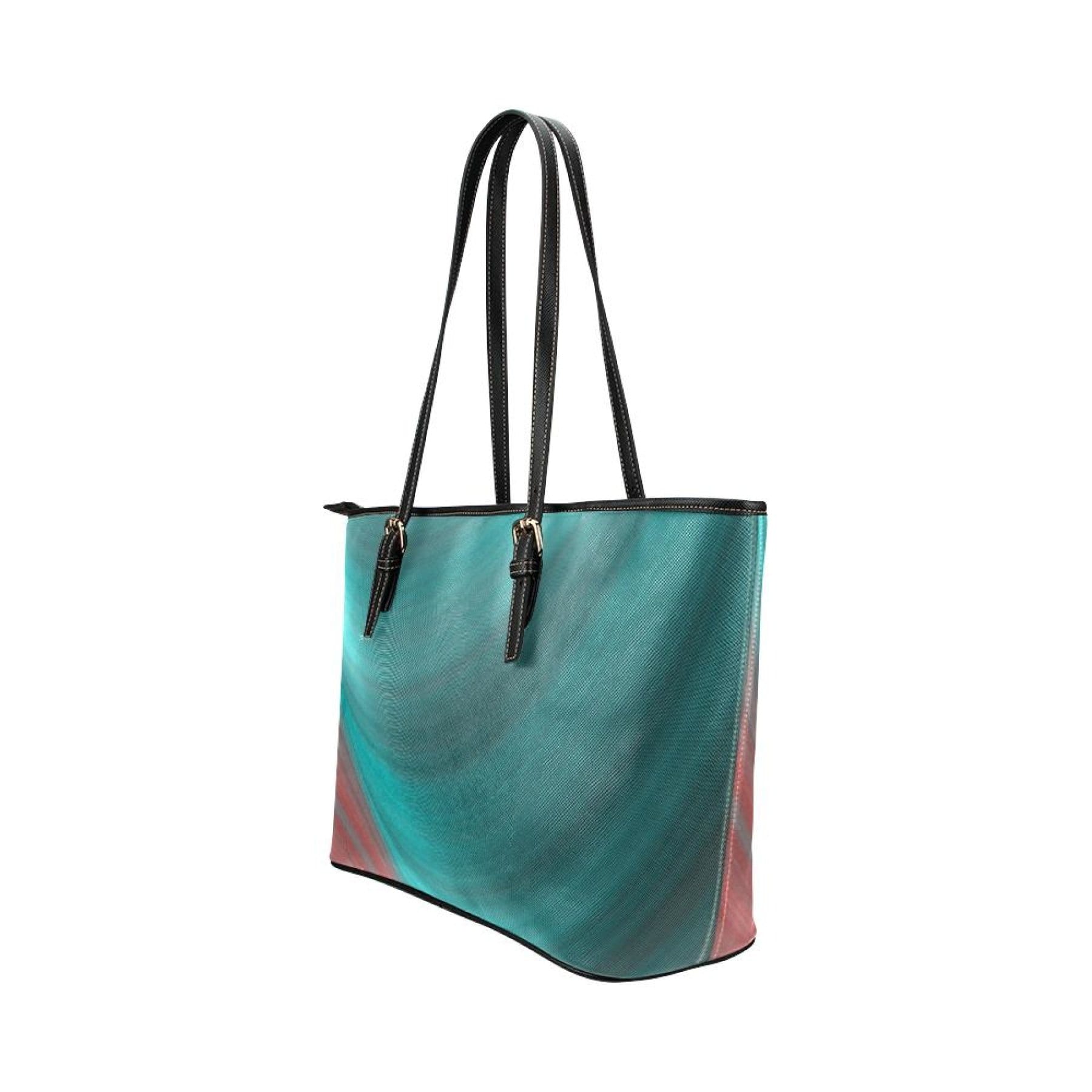 Grey Coco Activewear One Size Women's Leather Tote Bag, Gradient Sea Green Double Handle Handbag