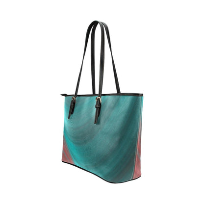 Grey Coco Activewear One Size Women's Leather Tote Bag, Gradient Sea Green Double Handle Handbag