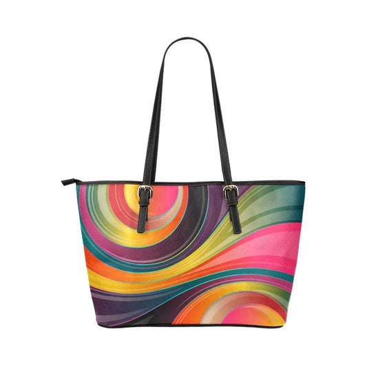 Grey Coco Handbags One Size Women's Leather Tote Bag, Multicolor Geometric Circular Double Handle