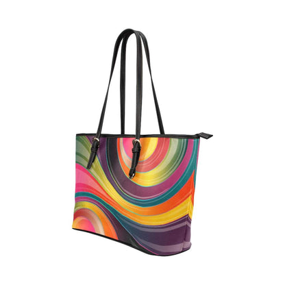 Grey Coco Handbags One Size Women's Leather Tote Bag, Multicolor Geometric Circular Double Handle