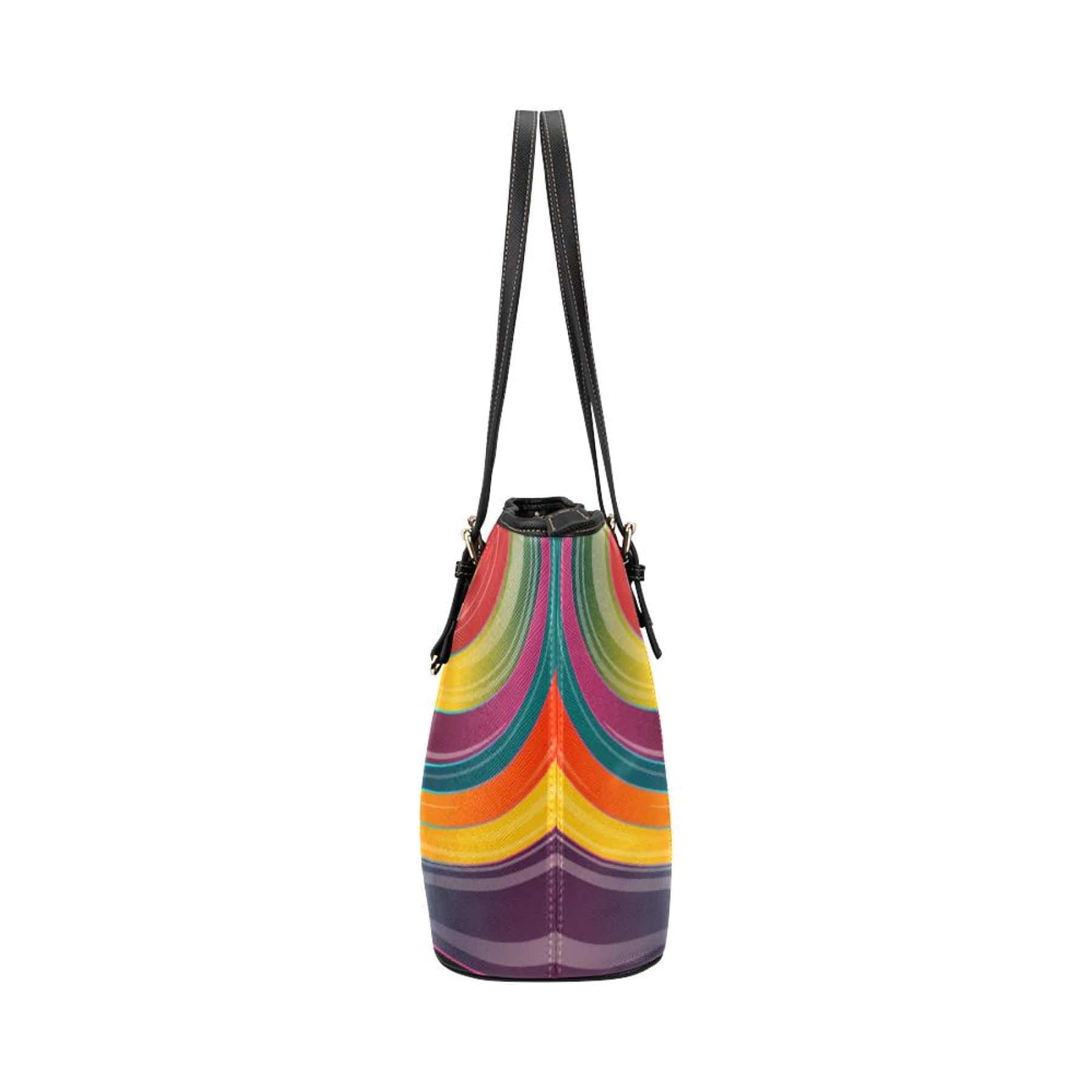Grey Coco Handbags One Size Women's Leather Tote Bag, Multicolor Geometric Circular Double Handle