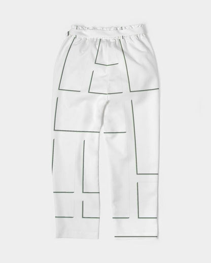 Grey Coco Accessories Women's Pants, Tapered Cut Trousers - Belted / White & Grey /