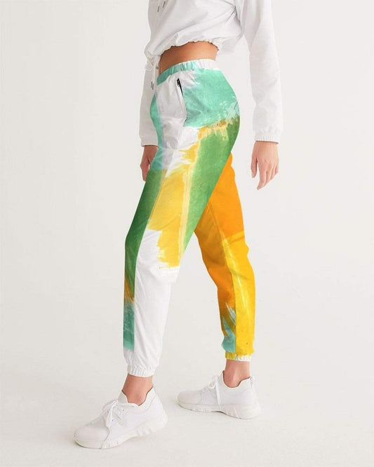 Grey Coco Activewear Womens Athletic Pants, Orange Gold And Green Color Swatch Style Track