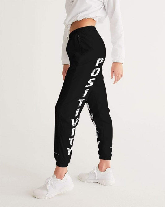 Grey Coco Activewear Womens Athletic Pants, Positivity Graphic Text Style Track Pants