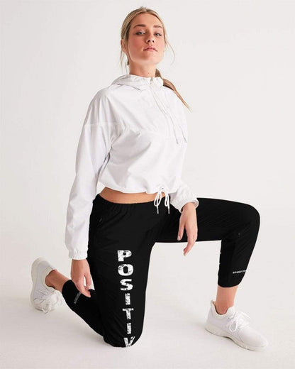 Grey Coco Activewear Womens Athletic Pants, Positivity Graphic Text Style Track Pants