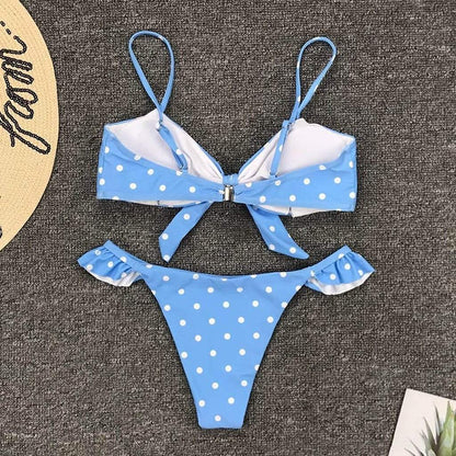 Maroon Ourea Swimwear Womens Dot Print Bikini Push-up Bikinis Swimwear Swimsuit Beachwear