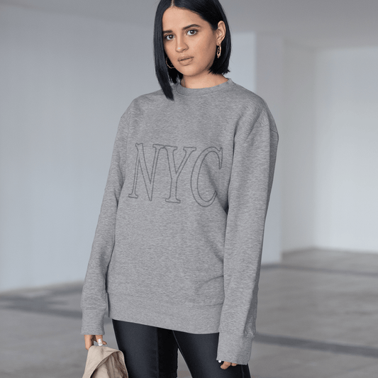 Yellow Pandora Tops & Blouses Womens Gray NYC Crewneck Sweatshirt