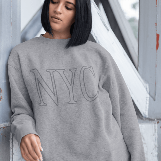Yellow Pandora Tops & Blouses Womens Gray NYC Crewneck Sweatshirt
