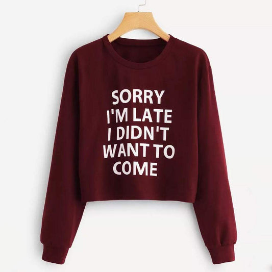 hansleii Red / L Womens Printed Letters Long Sleeve Sweatshirt Pullover Tops Blouse