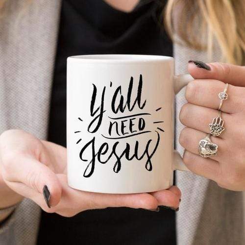 Magenta Shadow Gifts Y’all Need Jesus, Coffee Cup, Coffee Mug, Funny