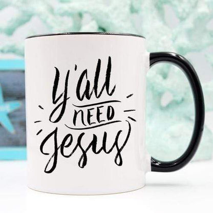 Magenta Shadow Gifts Y’all Need Jesus, Coffee Cup, Coffee Mug, Funny