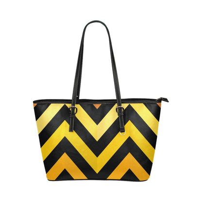 Grey Coco Activewear One Size Yellow And Black Herringbone Style Leather Tote Bag