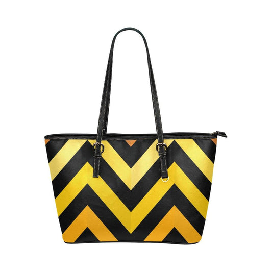 Grey Coco Activewear One Size Yellow And Black Herringbone Style Leather Tote Bag