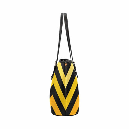 Grey Coco Activewear One Size Yellow And Black Herringbone Style Leather Tote Bag