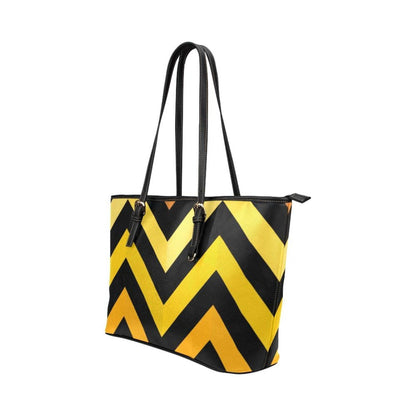 Grey Coco Activewear One Size Yellow And Black Herringbone Style Leather Tote Bag
