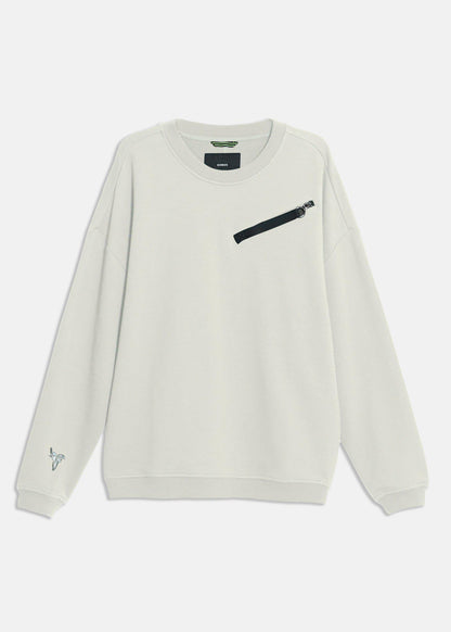 Lemon Hera Men's Clothing Zipper Chest Pocket Off White Sweatshirt
