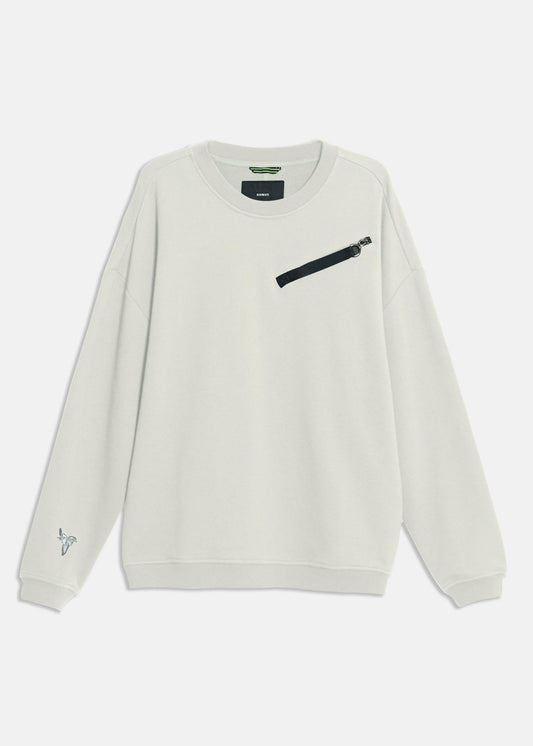 Lemon Hera Men's Clothing Zipper Chest Pocket Off White Sweatshirt